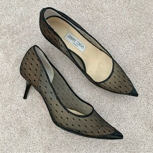 Jimmy Choo Black Dotted Mesh Heels